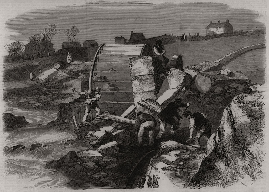 Sheffield floods: Broadhead Wheel Mill ruins on the Loxley, Little Matlock 1864